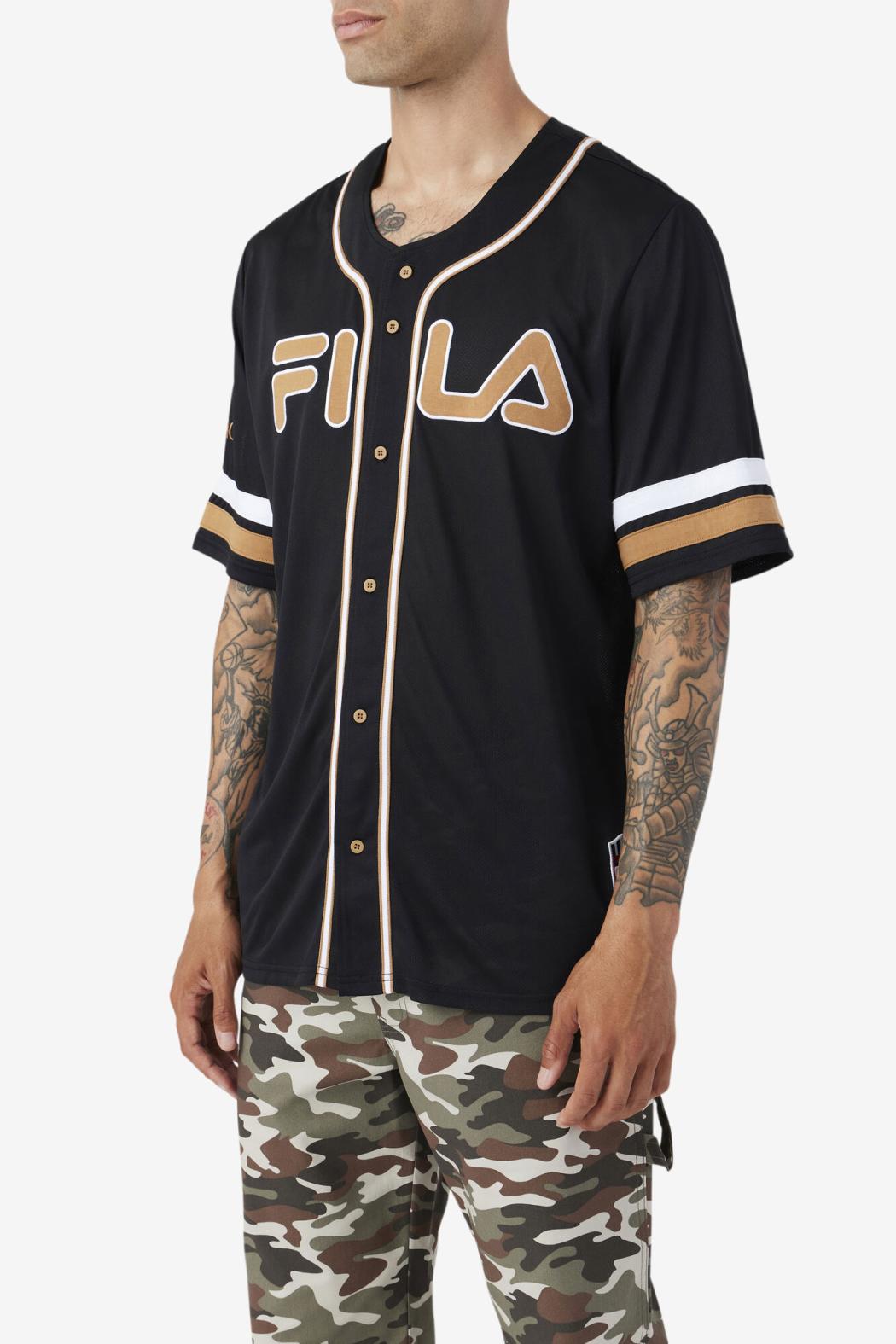 FILA 2Pac Baseball Jersey 001 BLACK / TOBACCO BROWN / WHITE | Men Tops