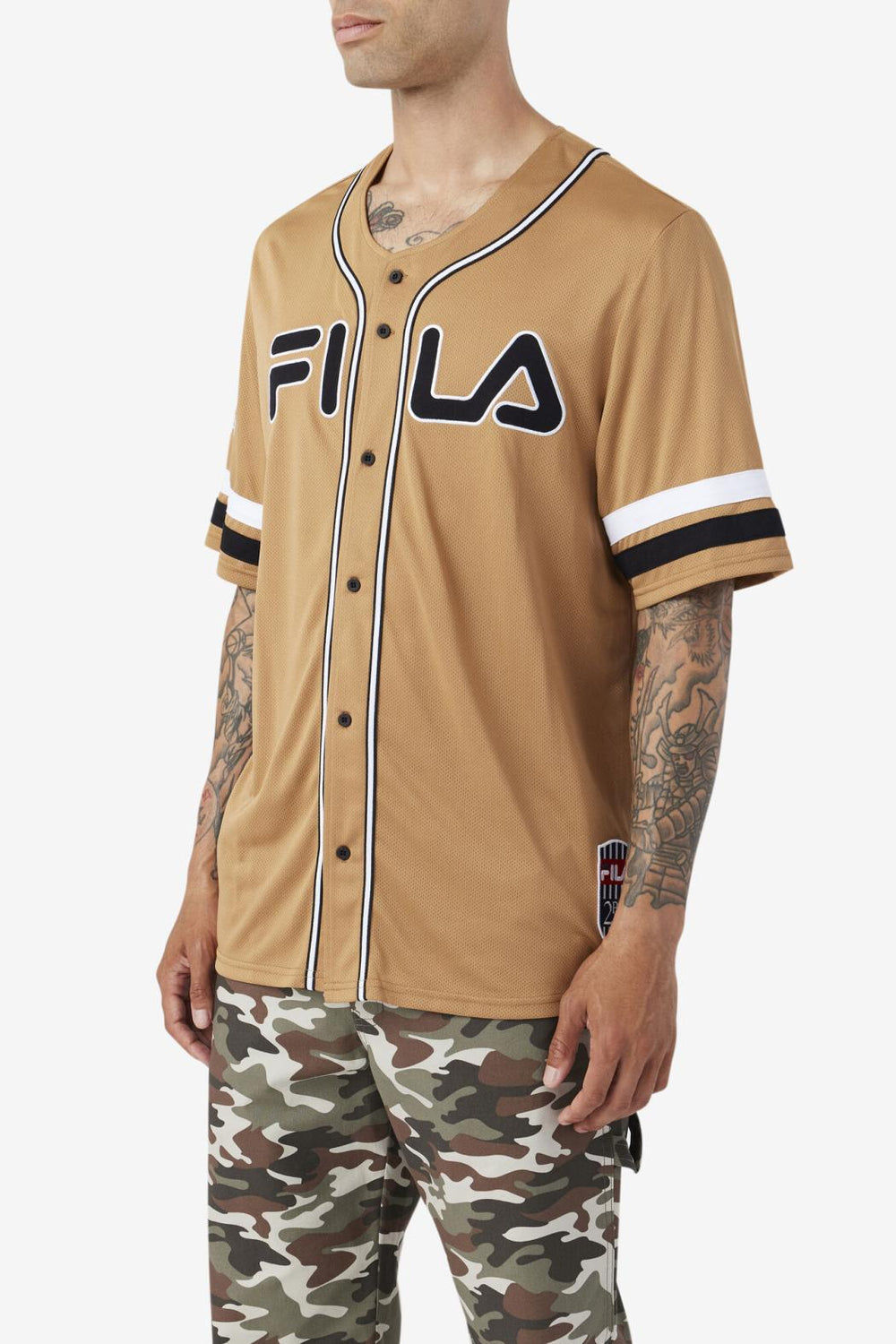 FILA 2Pac Baseball Jersey 227 TOBACCO BROWN / BLACK / WHITE | Men Tops