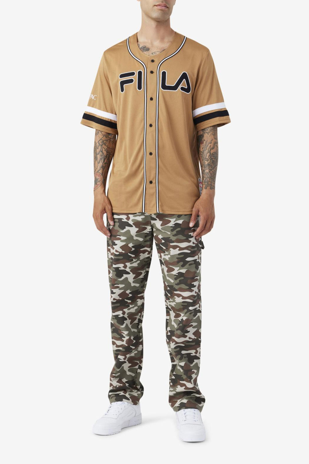 FILA 2Pac Baseball Jersey 227 TOBACCO BROWN / BLACK / WHITE | Men Tops