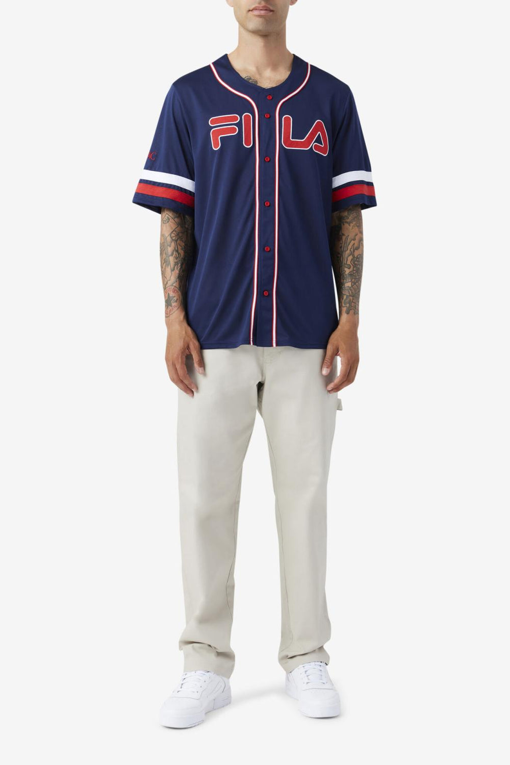 FILA 2Pac Baseball Jersey 410 FILA NAVY / FILA RED / WHITE | Men Tops