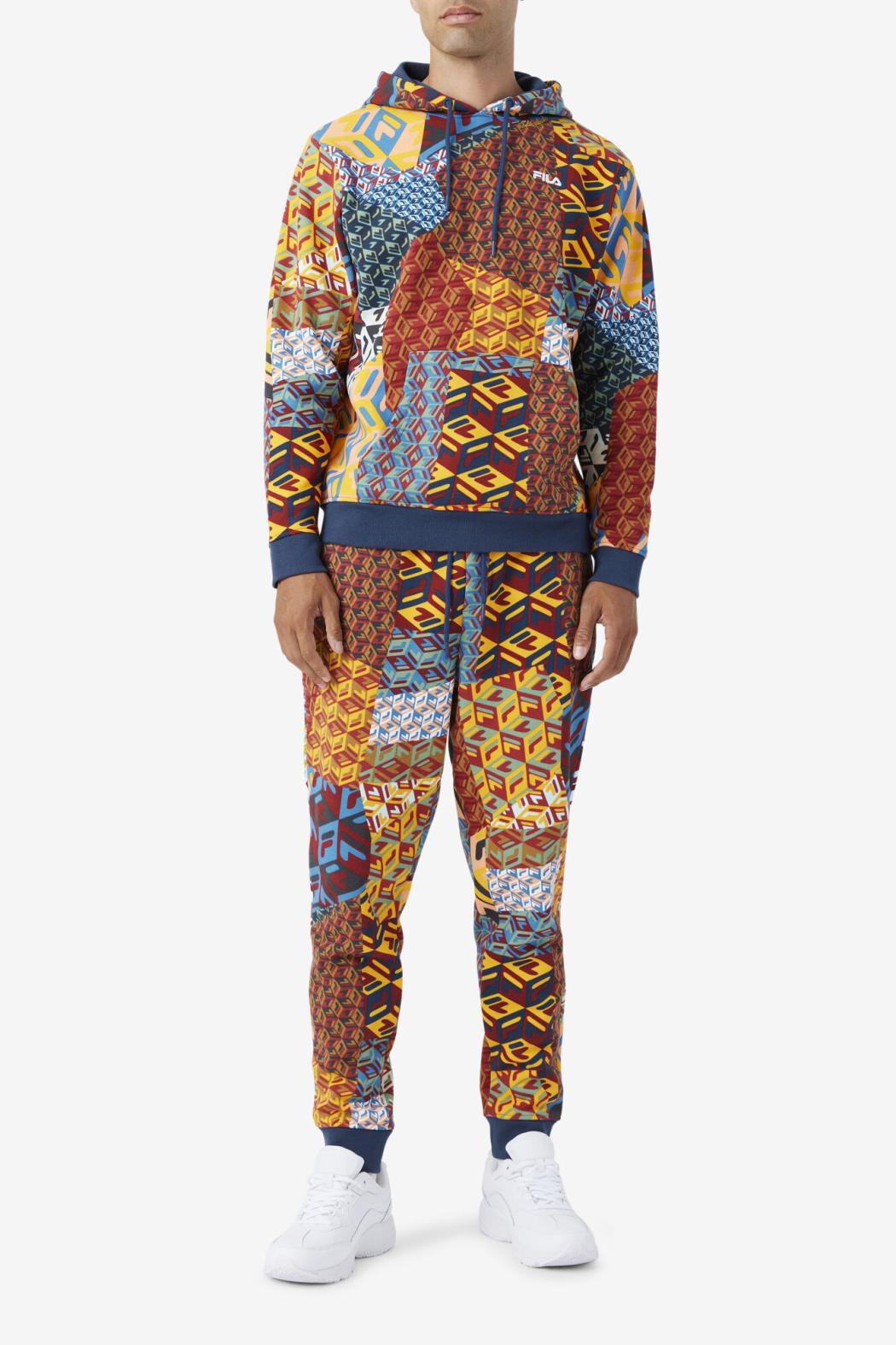 FILA Anja Hoodie 732 RADIANT YELLOW PRINT / MOONLIT OCEAN | Men Sweatshirts &amp; Hoodies