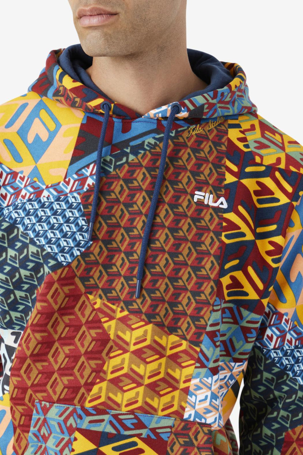 FILA Anja Hoodie 732 RADIANT YELLOW PRINT / MOONLIT OCEAN | Men Sweatshirts &amp; Hoodies