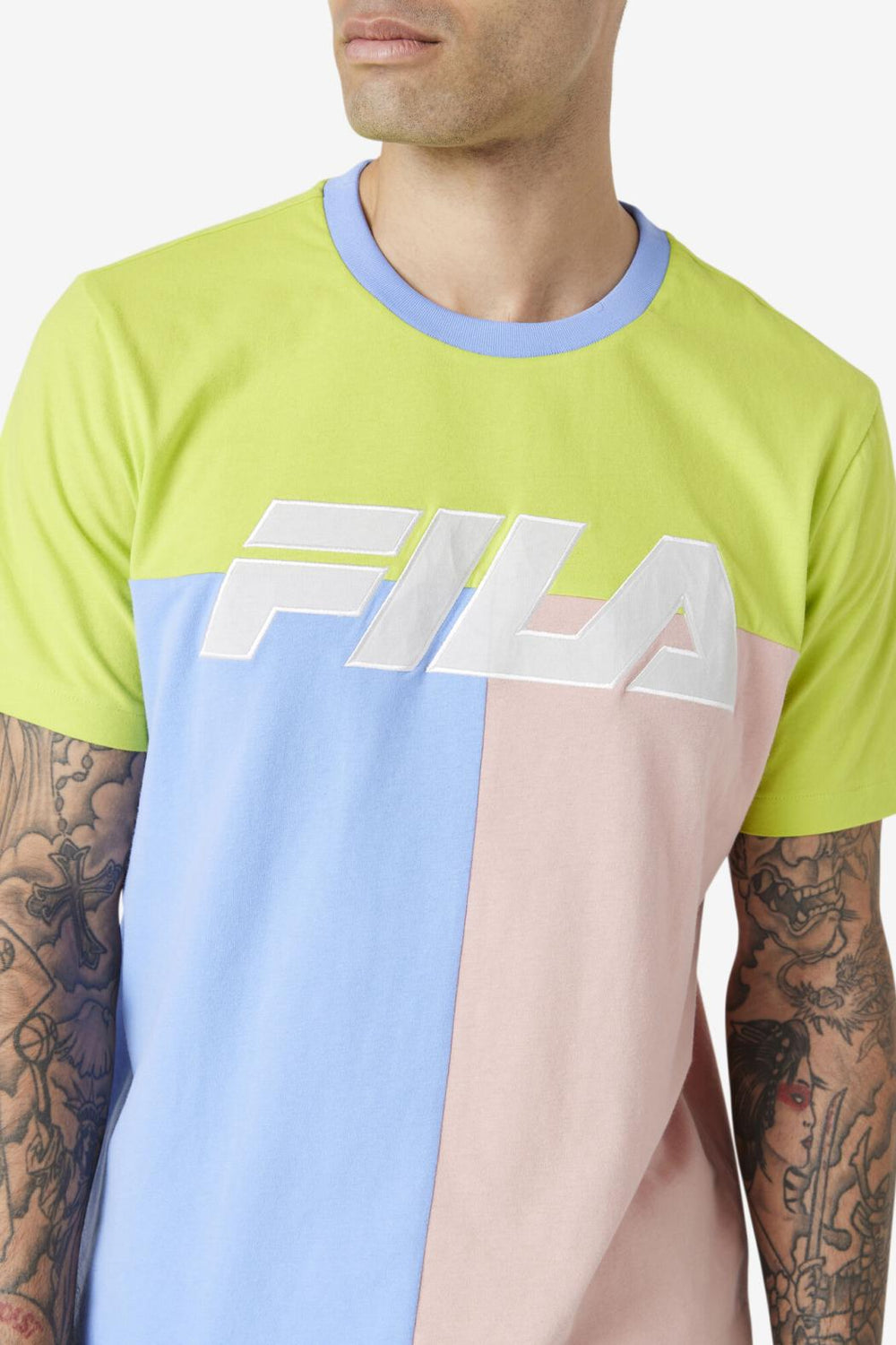 FILA Anvit Crew 918 CORNFLOWER BLUE / LIME PUNCH / CORAL CLOUD | Men Tops