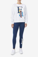 FILA Araceli Crewneck 100 WHITE / MOONLIT OCEAN / RADIANT YELLOW | Women Sweatshirts &amp; Hoodies