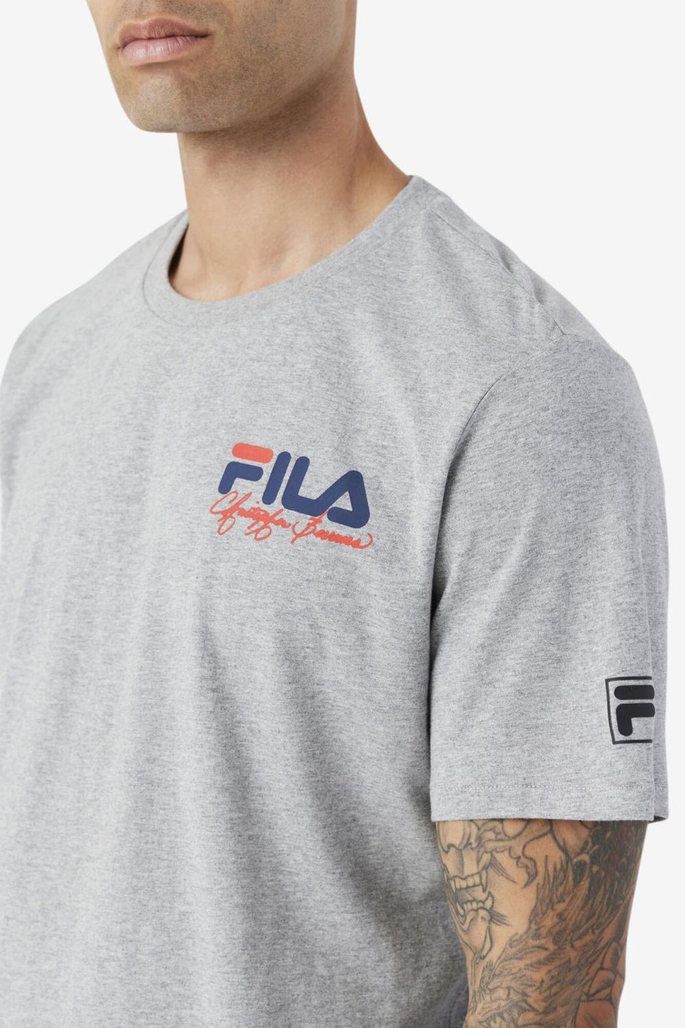FILA Bevans Park Graphic Tee 073 HEATHER GREY | Men Tops