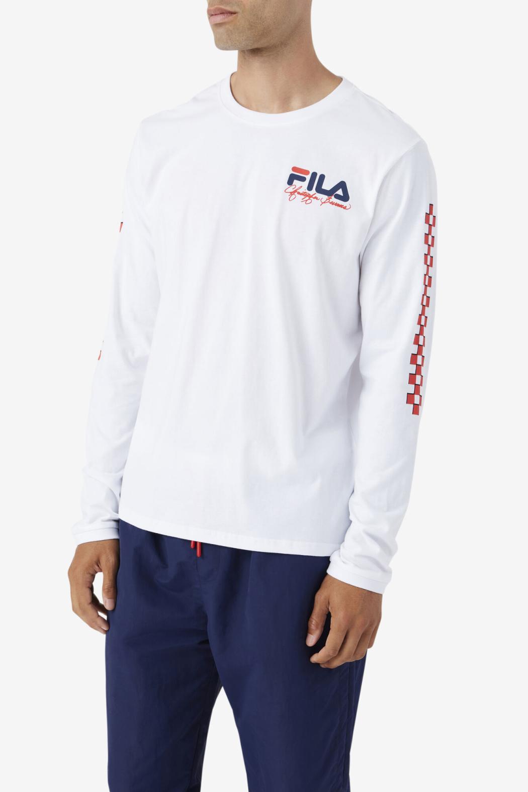 FILA Bevans Park Long Sleeve Tee 100 WHITE | Men Tops