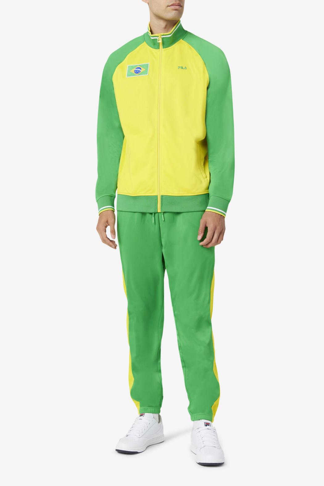 FILA Brazil Track Jacket 705 CYBER YELLOW / FERN GREEN / WHITE | Men Sweatsuits &amp; Tracksuits