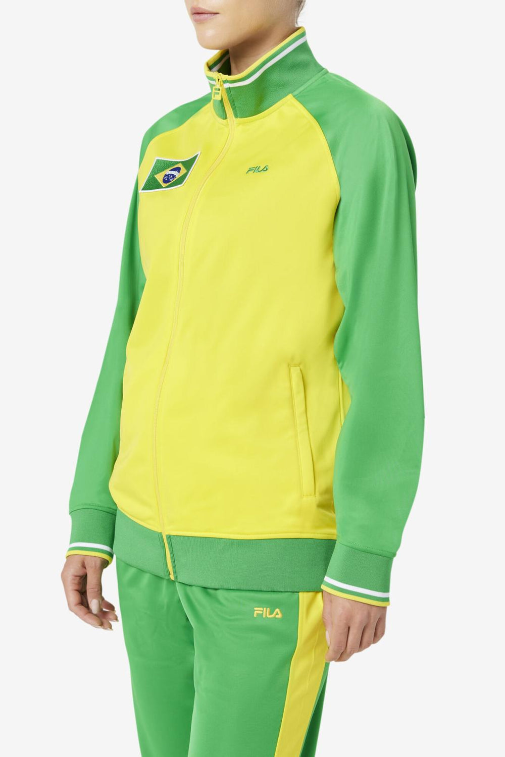 FILA Brazil Track Jacket 705 CYBER YELLOW / FERN GREEN / WHITE | Men Sweatsuits &amp; Tracksuits