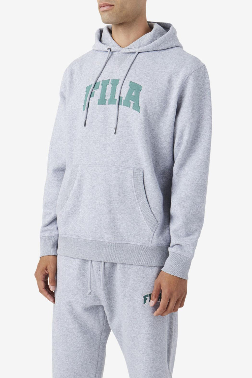 FILA Brook Hoodie 064 LIGHT GREY MARL / BLUE SPRUCE | Men Sweatshirts &amp; Hoodies