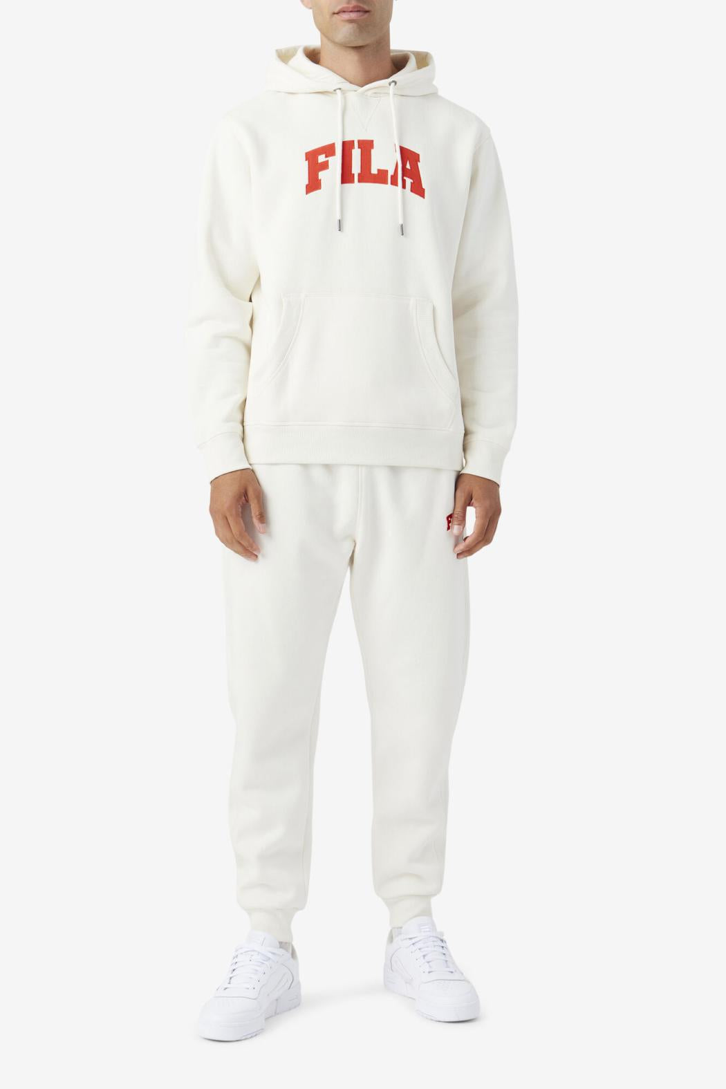 FILA Brook Hoodie 132 GARDENIA / FIERY RED | Men Sweatshirts &amp; Hoodies