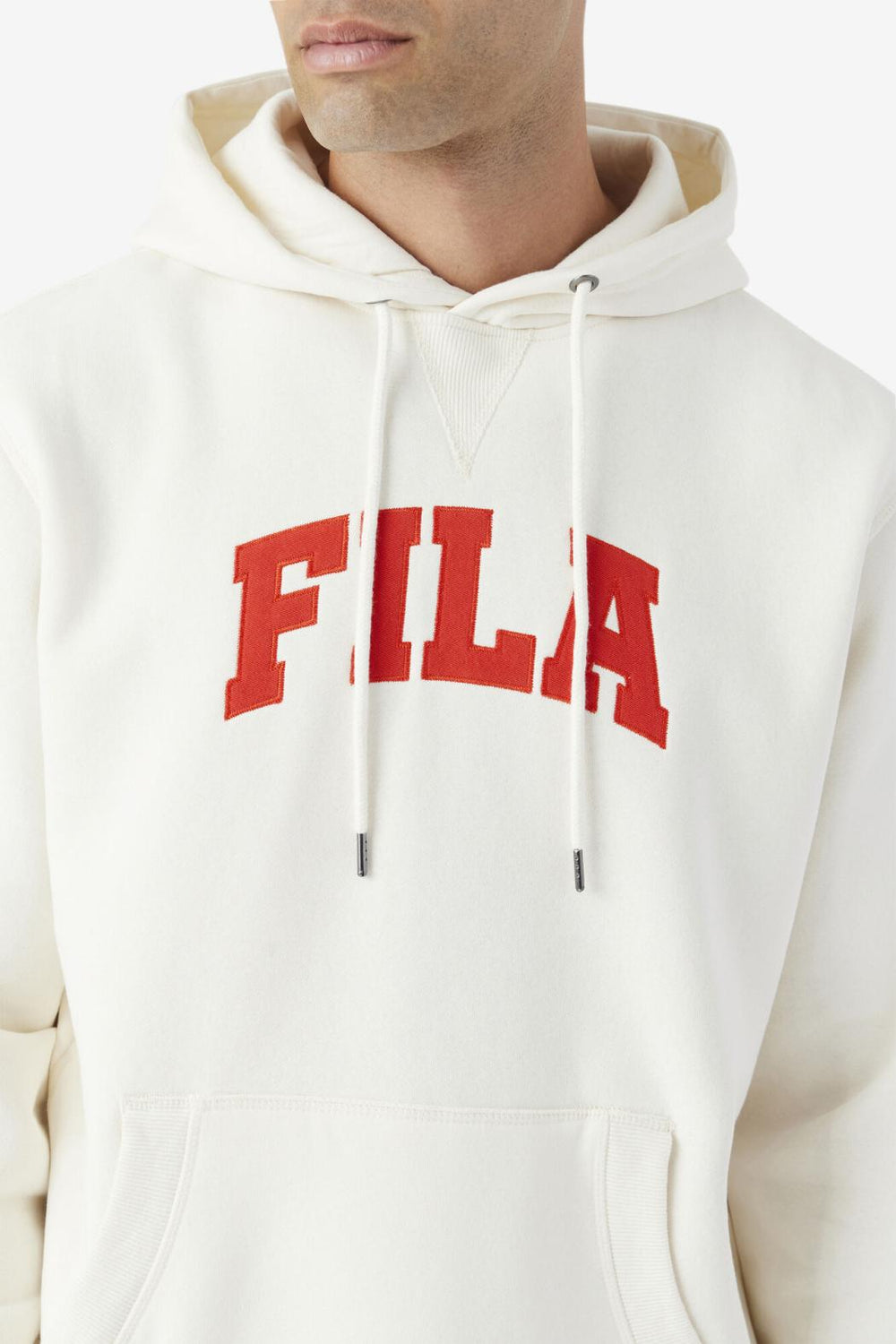FILA Brook Hoodie 132 GARDENIA / FIERY RED | Men Sweatshirts &amp; Hoodies