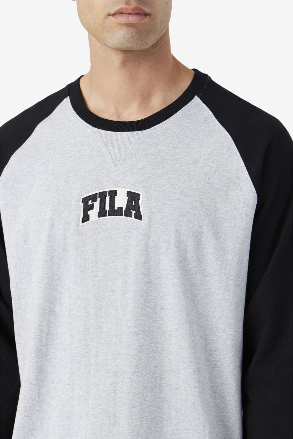 FILA Chet Raglan Tee 064 LIGHT GREY MARL / BLACK | Men Tops