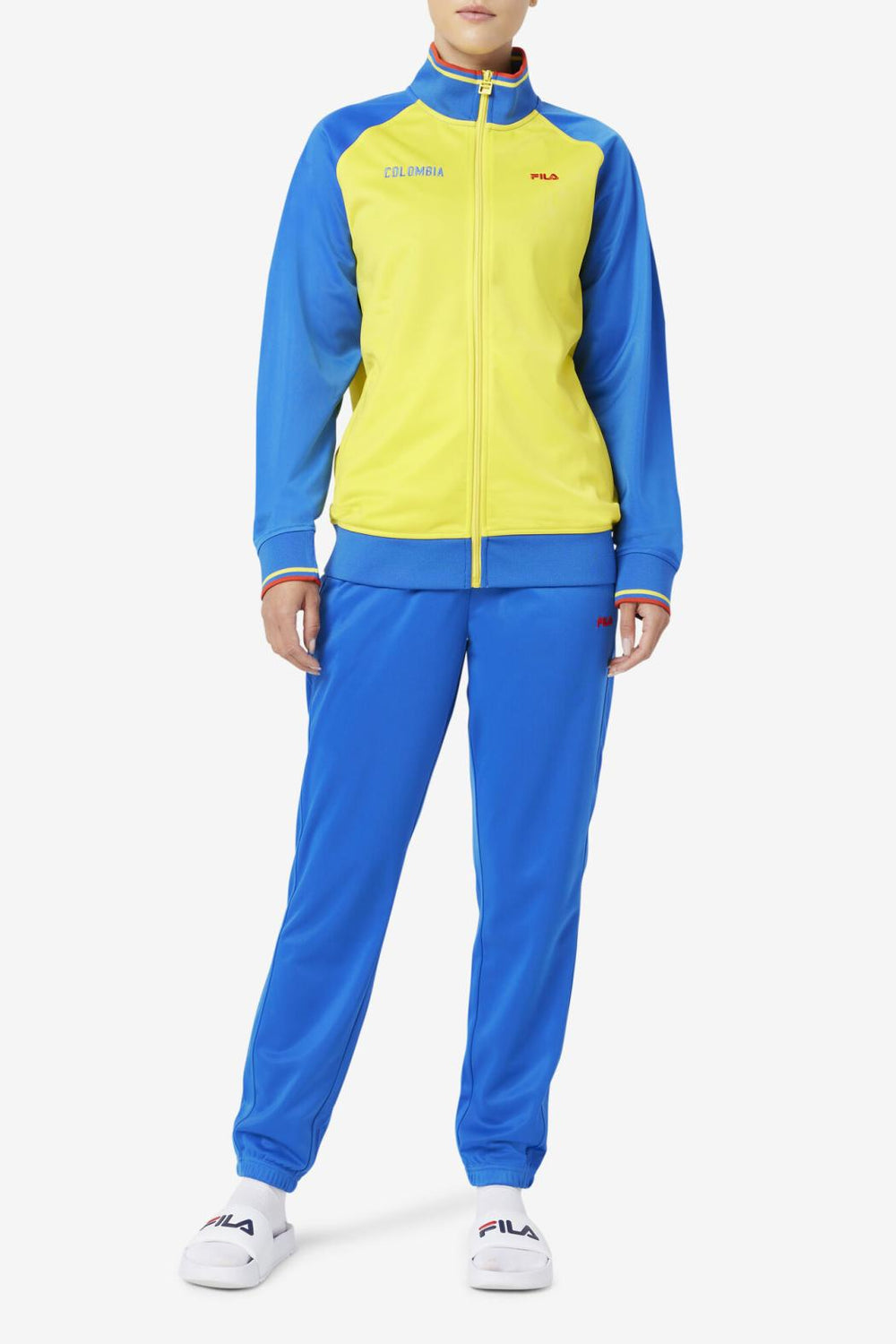 FILA Colombia Track Jacket 704 VIBRANT YELLOW / LAPIS BLUE / FIERY RED | Men Sweatsuits &amp; Tracksuits