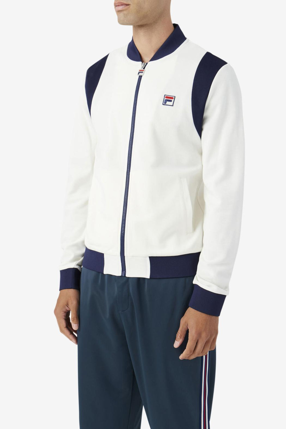 FILA Colton Bomber 806 EGRET / FILA NAVY | Men Sweaters &amp; Outerwear