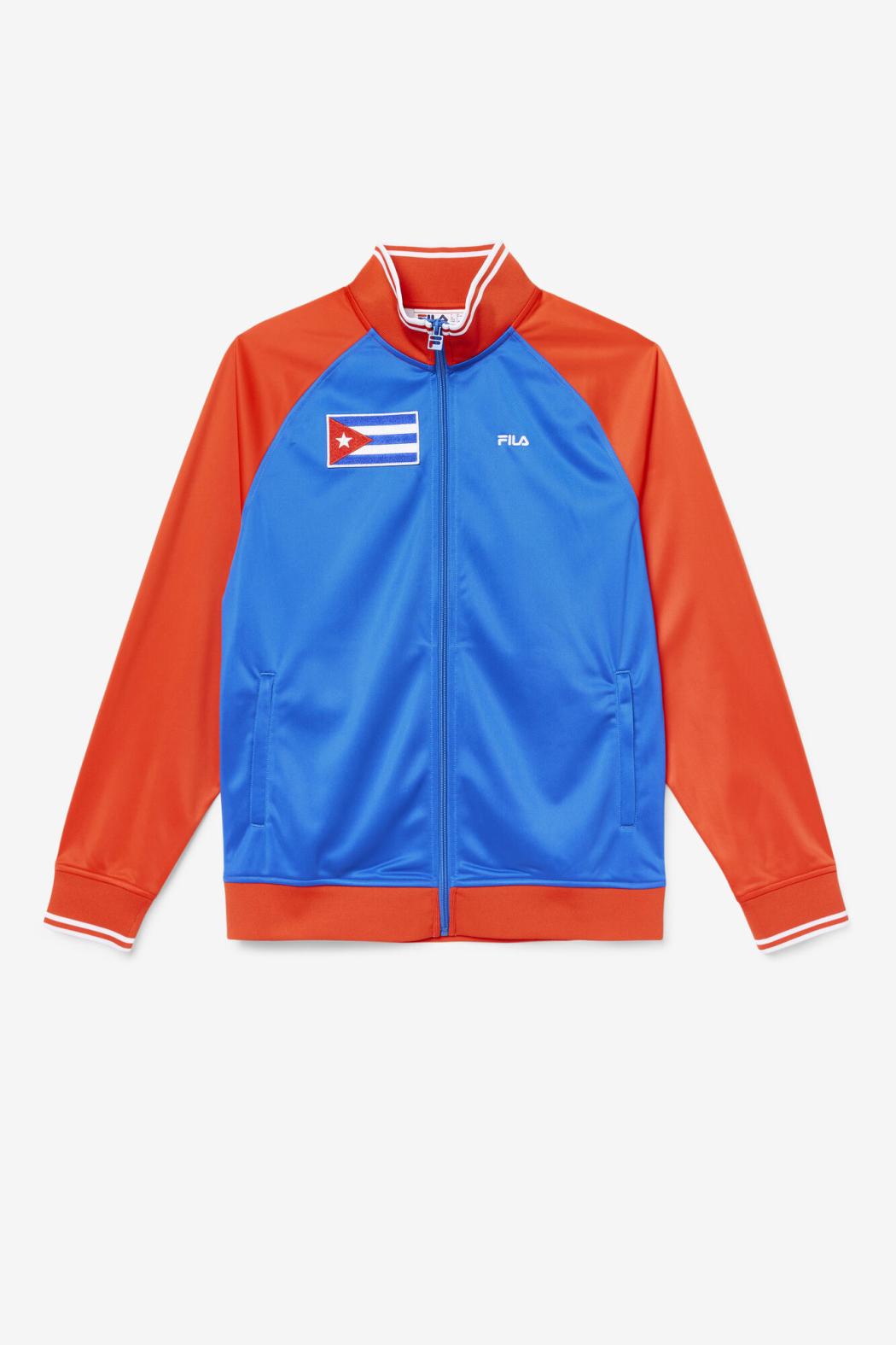 FILA Cuba Track Jacket 625 FIERY RED / WHITE / PRINCESS BLUE | Men Sweatsuits &amp; Tracksuits