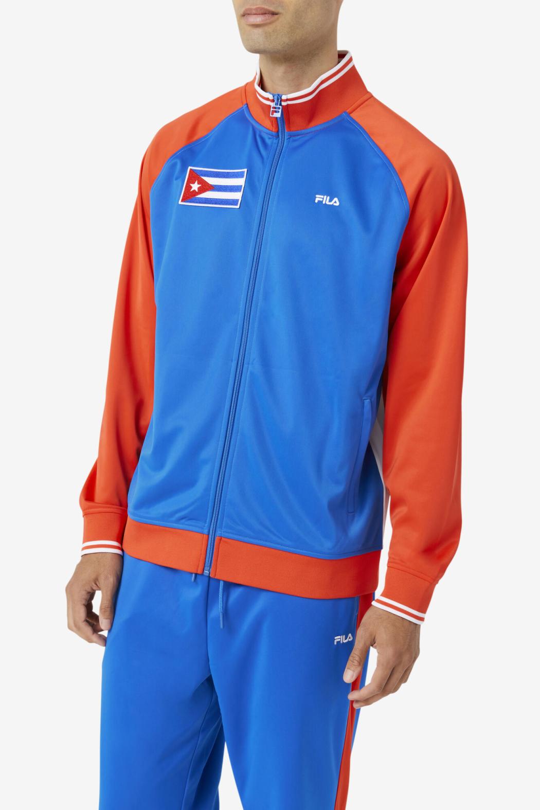 FILA Cuba Track Jacket 625 FIERY RED / WHITE / PRINCESS BLUE | Men Sweatsuits &amp; Tracksuits