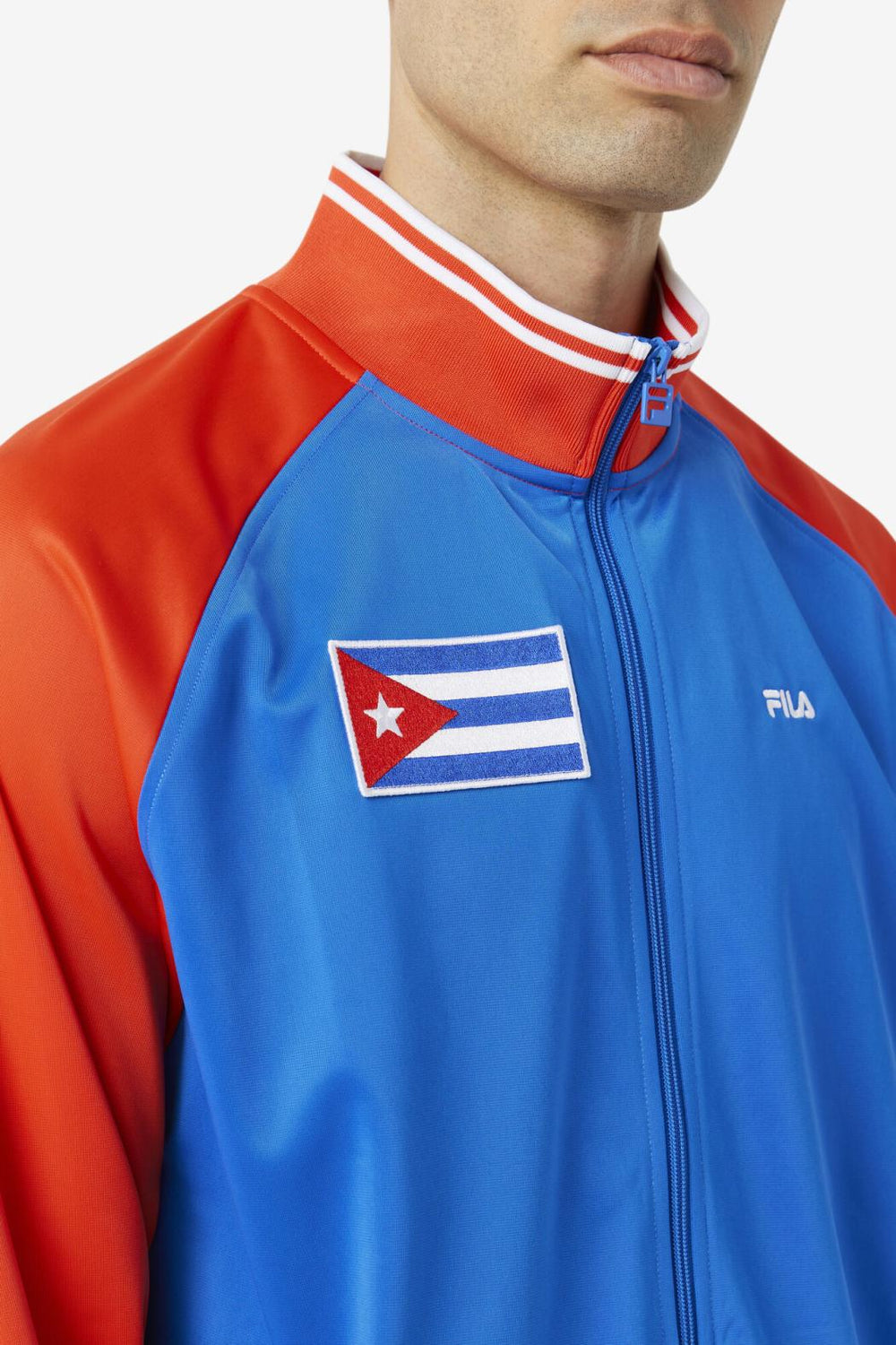 FILA Cuba Track Jacket 625 FIERY RED / WHITE / PRINCESS BLUE | Men Sweatsuits &amp; Tracksuits