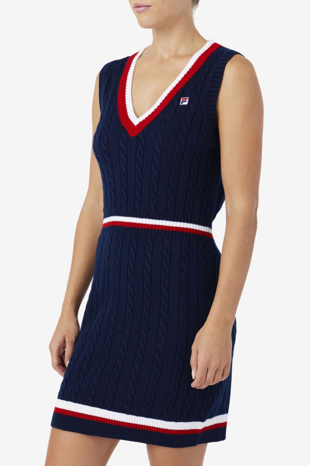 FILA Darian Sweater Knit Dress 410 FILA NAVY / FILA RED / WHITE | Women Dresses &amp; Rompers