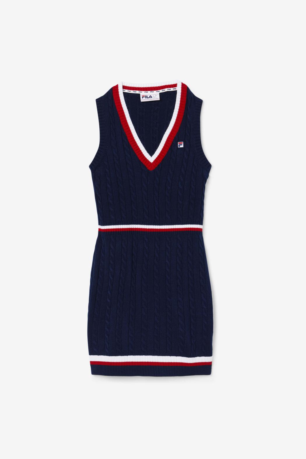 FILA Darian Sweater Knit Dress 410 FILA NAVY / FILA RED / WHITE | Women Dresses &amp; Rompers