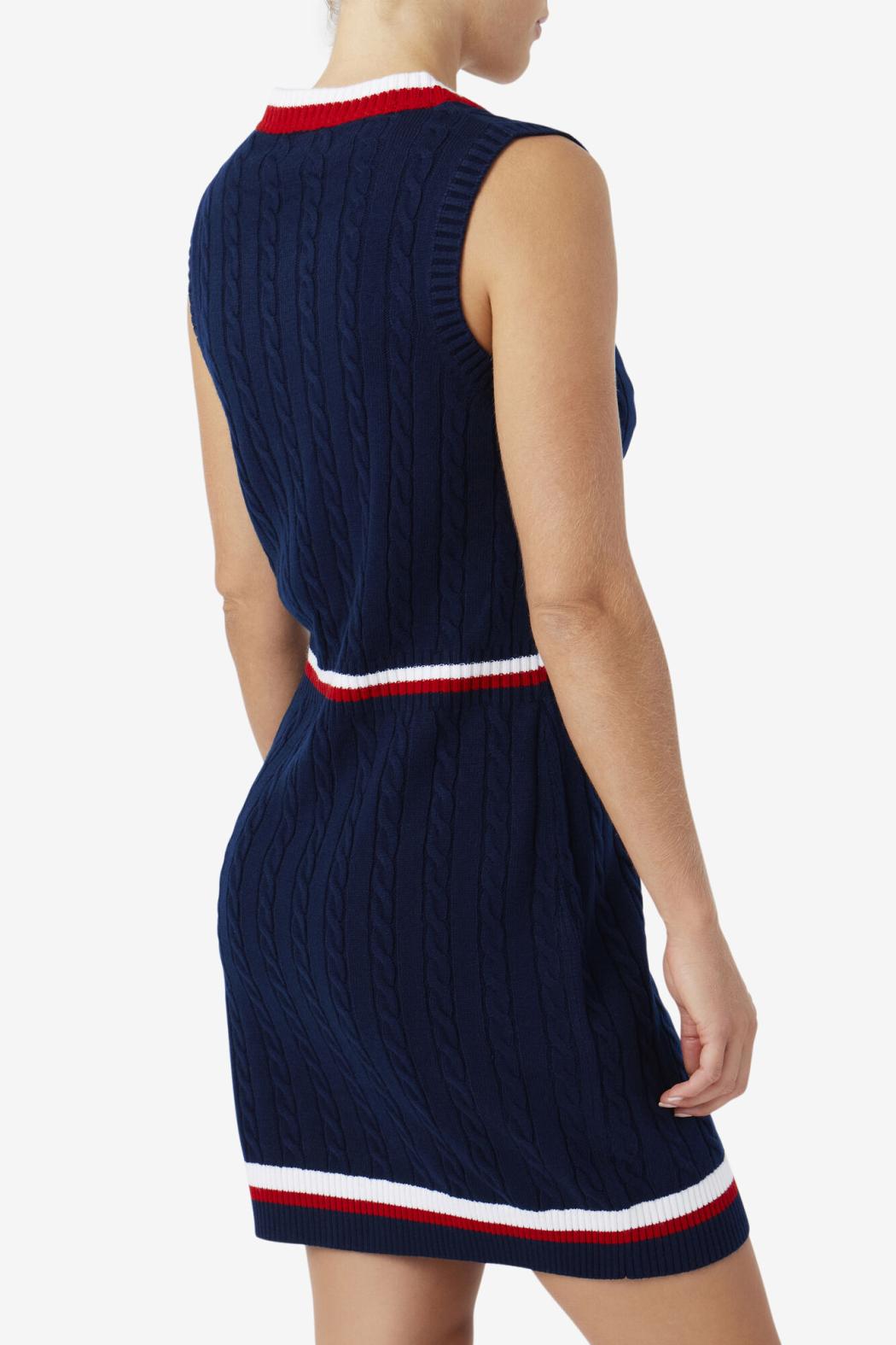 FILA Darian Sweater Knit Dress 410 FILA NAVY / FILA RED / WHITE | Women Dresses &amp; Rompers
