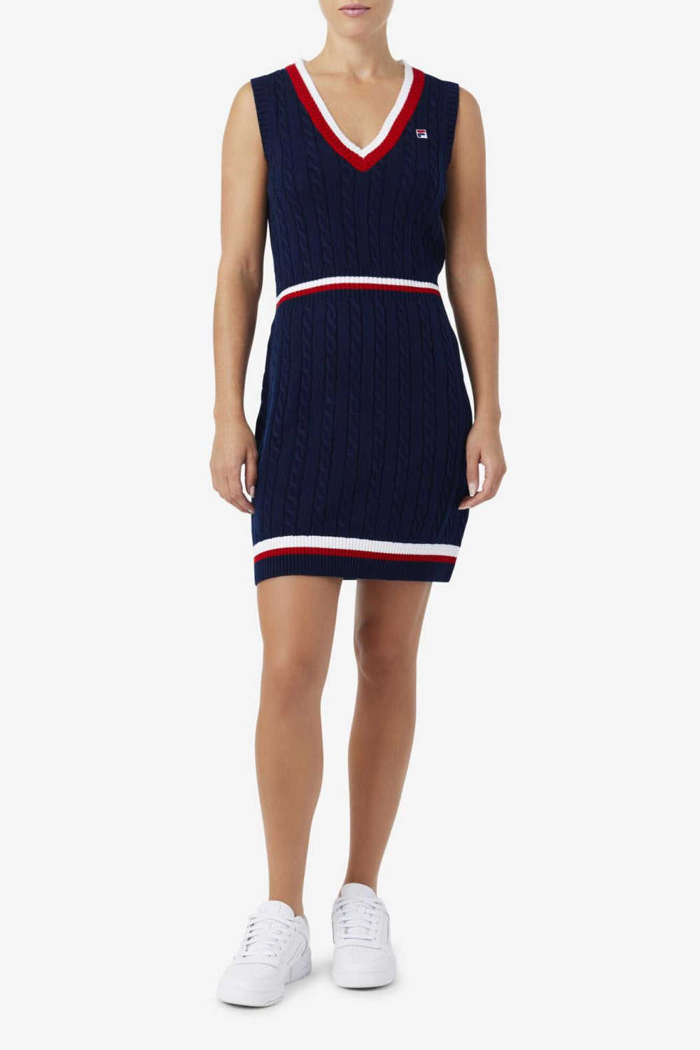 FILA Darian Sweater Knit Dress 410 FILA NAVY / FILA RED / WHITE | Women Dresses &amp; Rompers