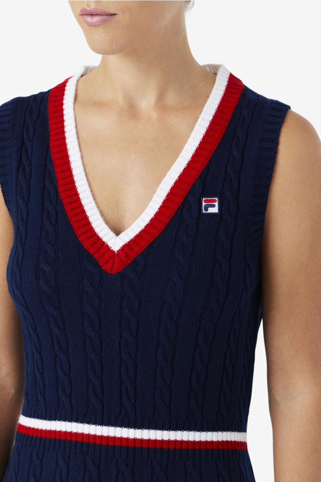 FILA Darian Sweater Knit Dress 410 FILA NAVY / FILA RED / WHITE | Women Dresses &amp; Rompers