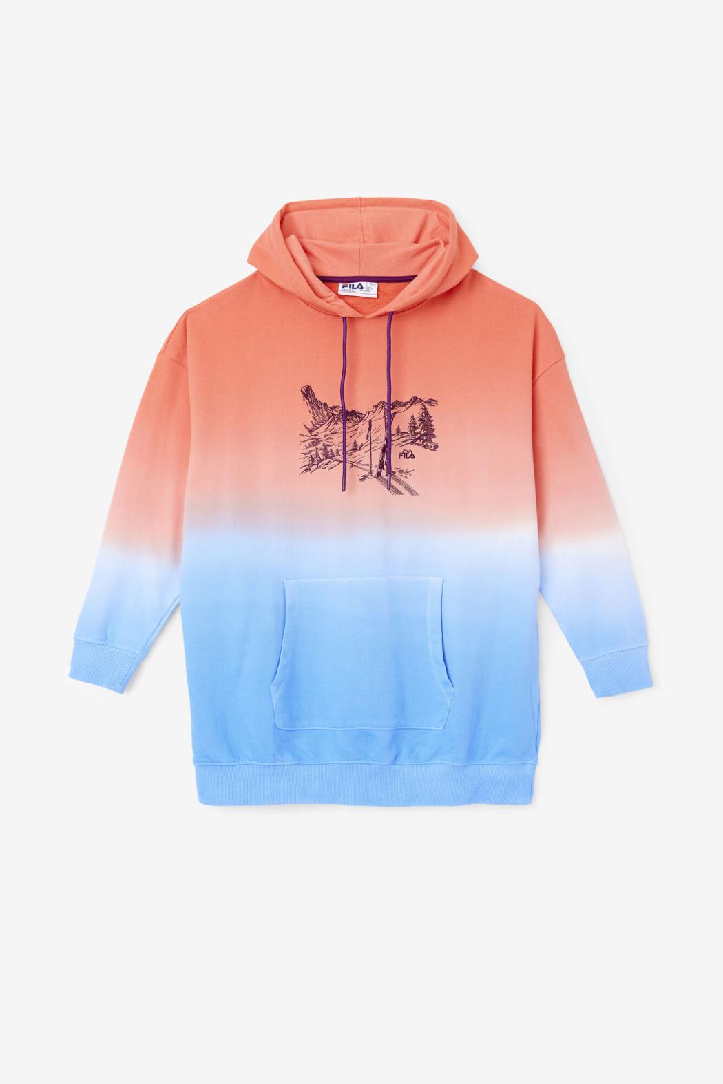 FILA Destiny Oversized Hoodie 880 CADMIUM ORANGE / CHARISMA / CAYENNE | Women Sweatshirts &amp; Hoodies