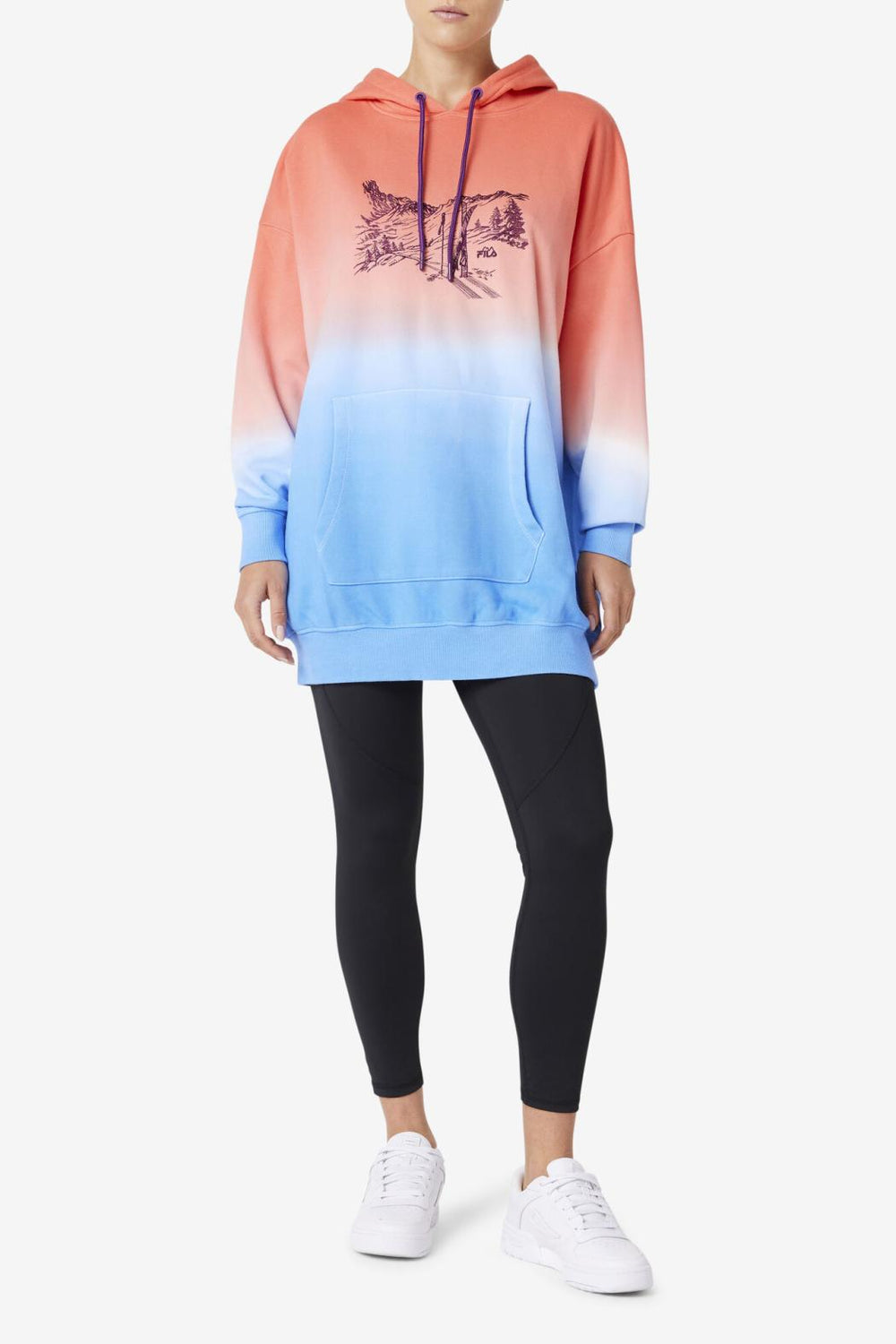 FILA Destiny Oversized Hoodie 880 CADMIUM ORANGE / CHARISMA / CAYENNE | Women Sweatshirts &amp; Hoodies