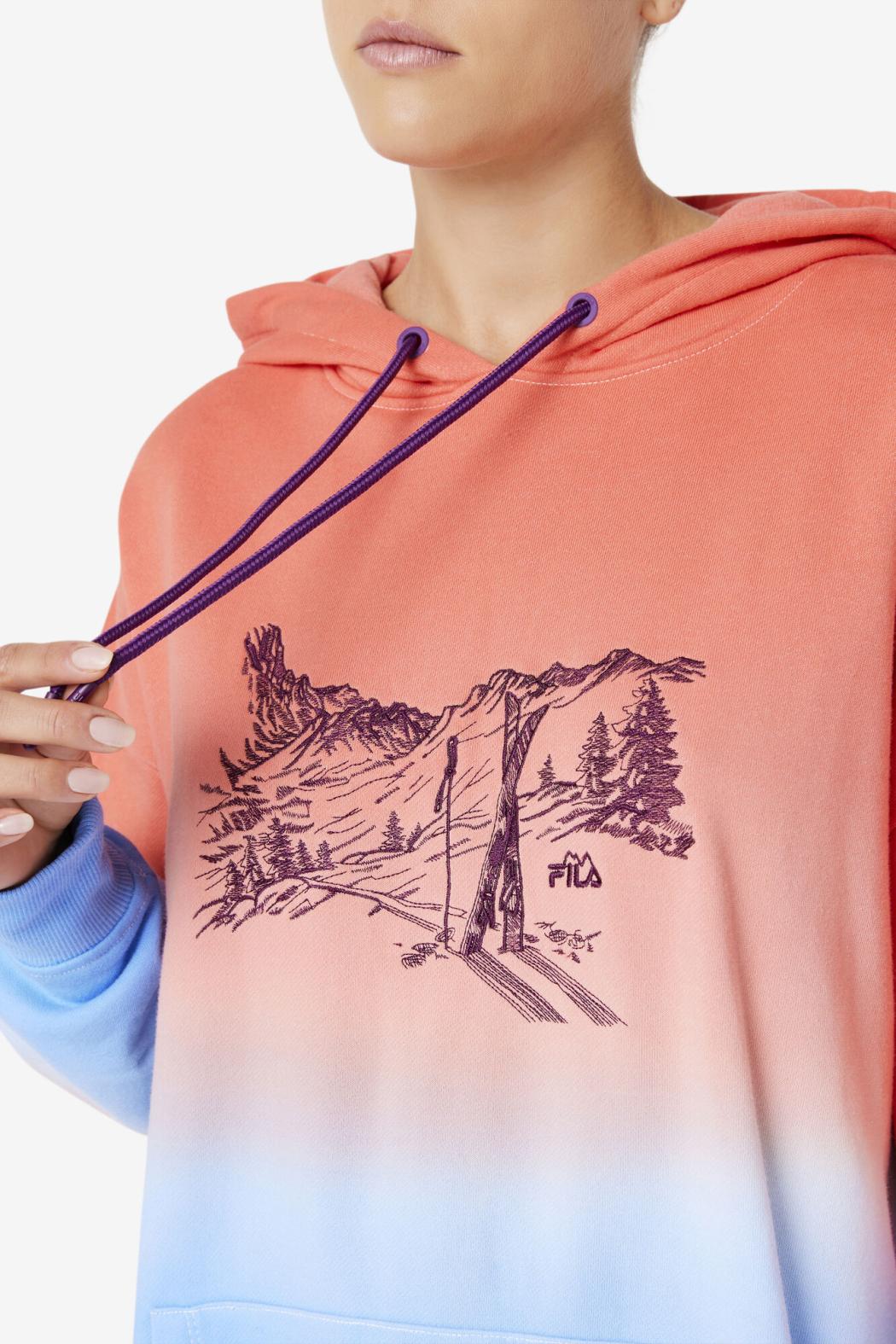 FILA Destiny Oversized Hoodie 880 CADMIUM ORANGE / CHARISMA / CAYENNE | Women Sweatshirts &amp; Hoodies