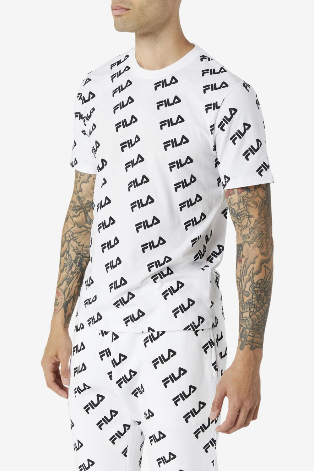 FILA Diagonal Logo Tee 100 WHITE / BLACK | Men Tops
