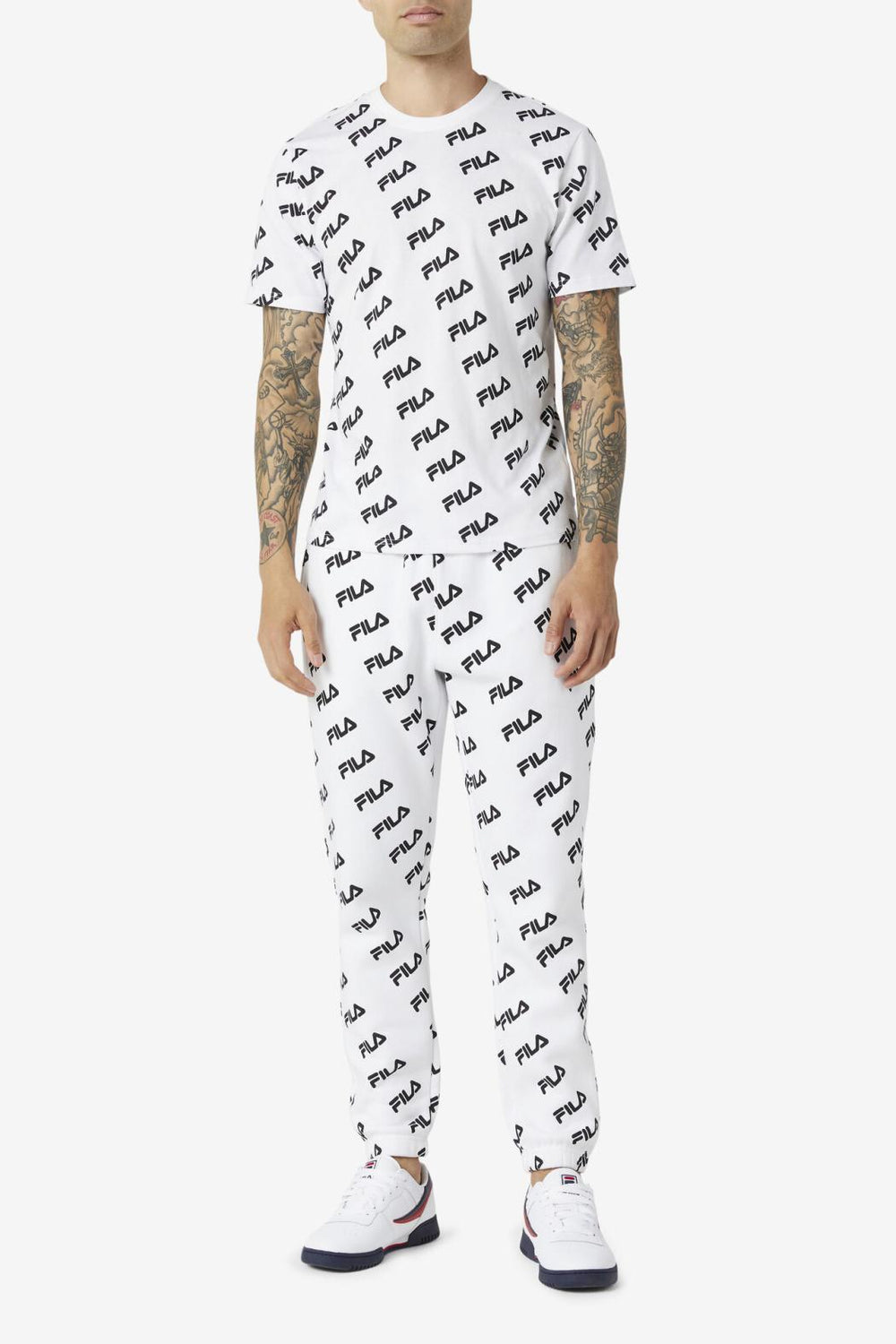 FILA Diagonal Logo Tee 100 WHITE / BLACK | Men Tops