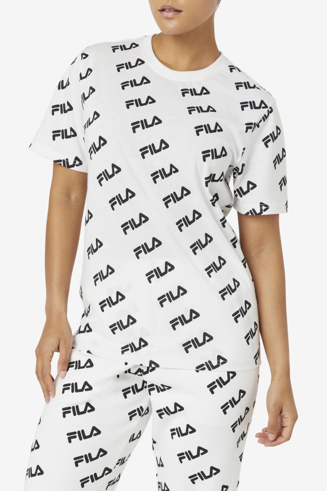 FILA Diagonal Logo Tee 100 WHITE / BLACK | Men Tops