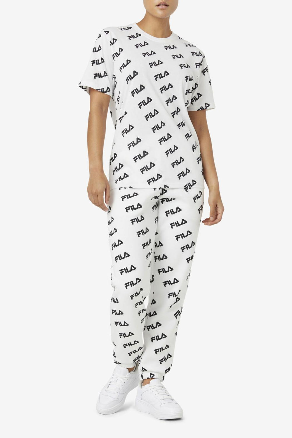 FILA Diagonal Logo Tee 100 WHITE / BLACK | Men Tops