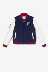 FILA Dixon Varsity Jacket 410 FILA NAVY / WHITE / FILA RED | Women Jackets &amp; Outerwear