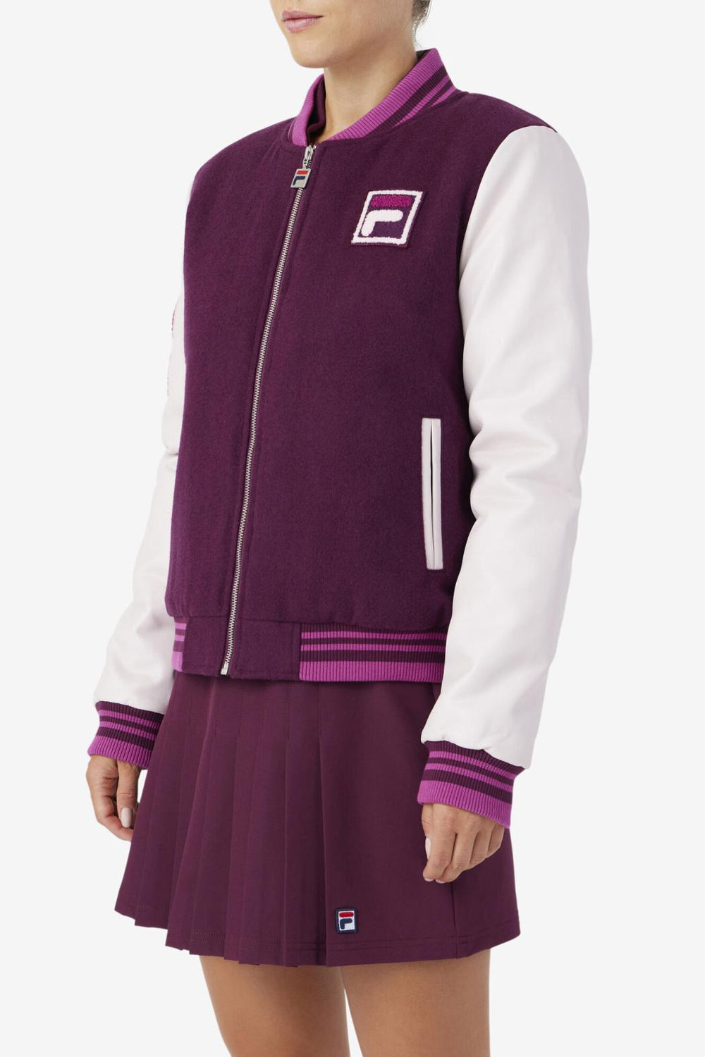 FILA Dixon Varsity Jacket 894 GRAPE WINE / POTPOURRI / BATON ROUGE | Women Jackets &amp; Outerwear
