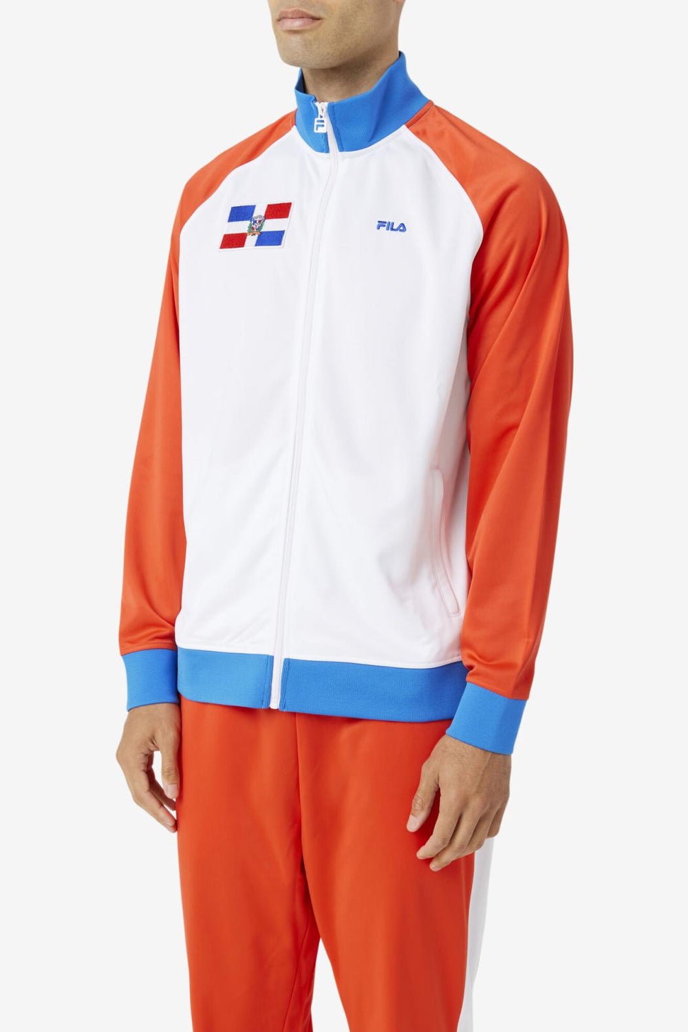 FILA Dominican Republic Track Jacket 625 FIERY RED / WHITE / PRINCESS BLUE | Men Sweatsuits &amp; Tracksuits