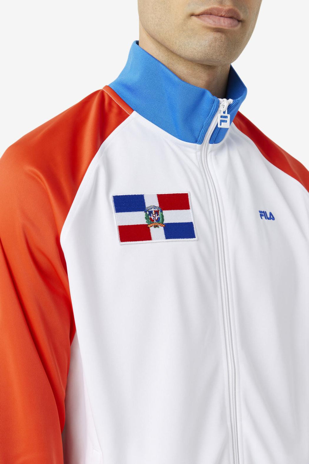 FILA Dominican Republic Track Jacket 625 FIERY RED / WHITE / PRINCESS BLUE | Men Sweatsuits &amp; Tracksuits