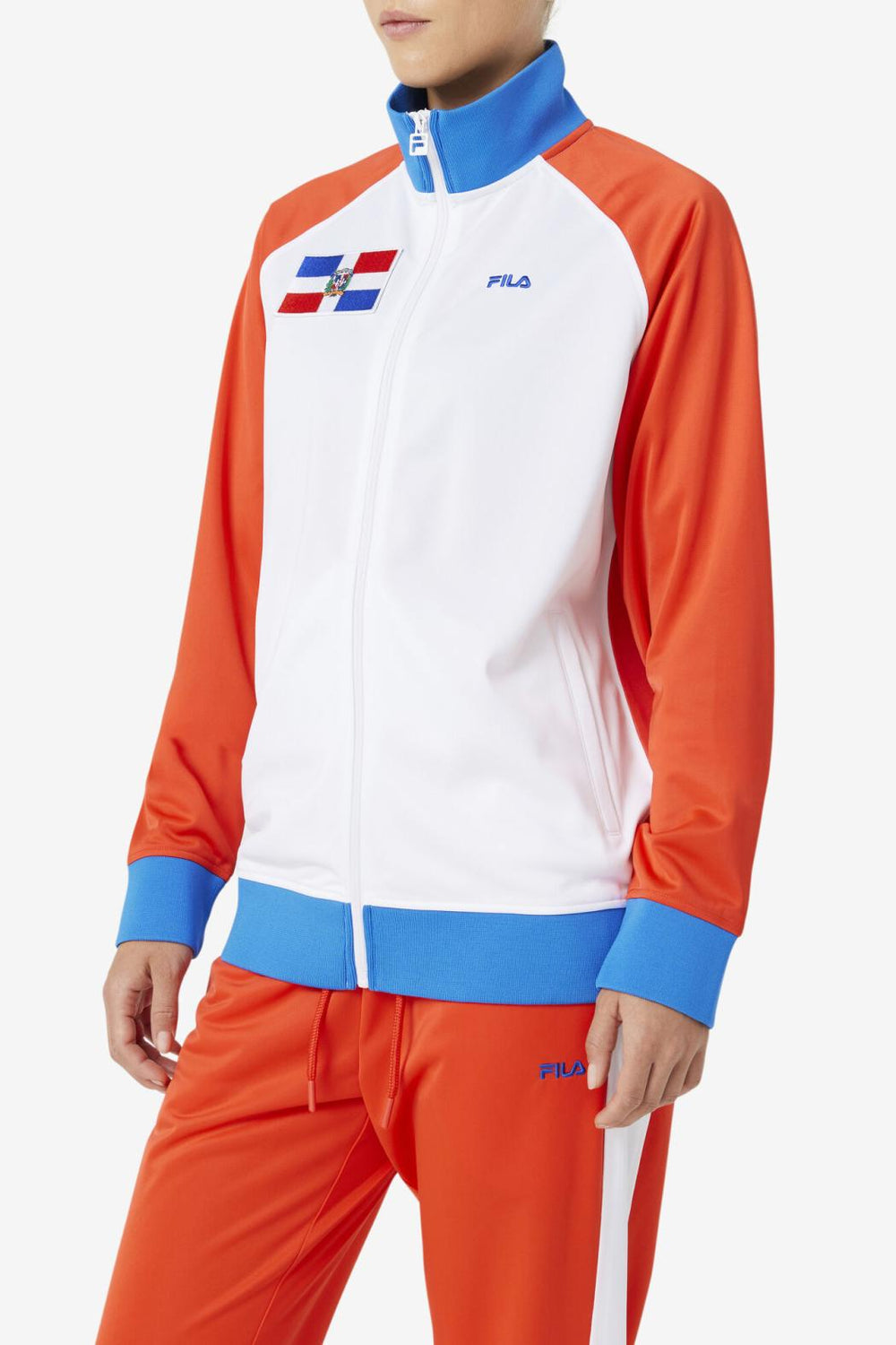 FILA Dominican Republic Track Jacket 625 FIERY RED / WHITE / PRINCESS BLUE | Men Sweatsuits &amp; Tracksuits