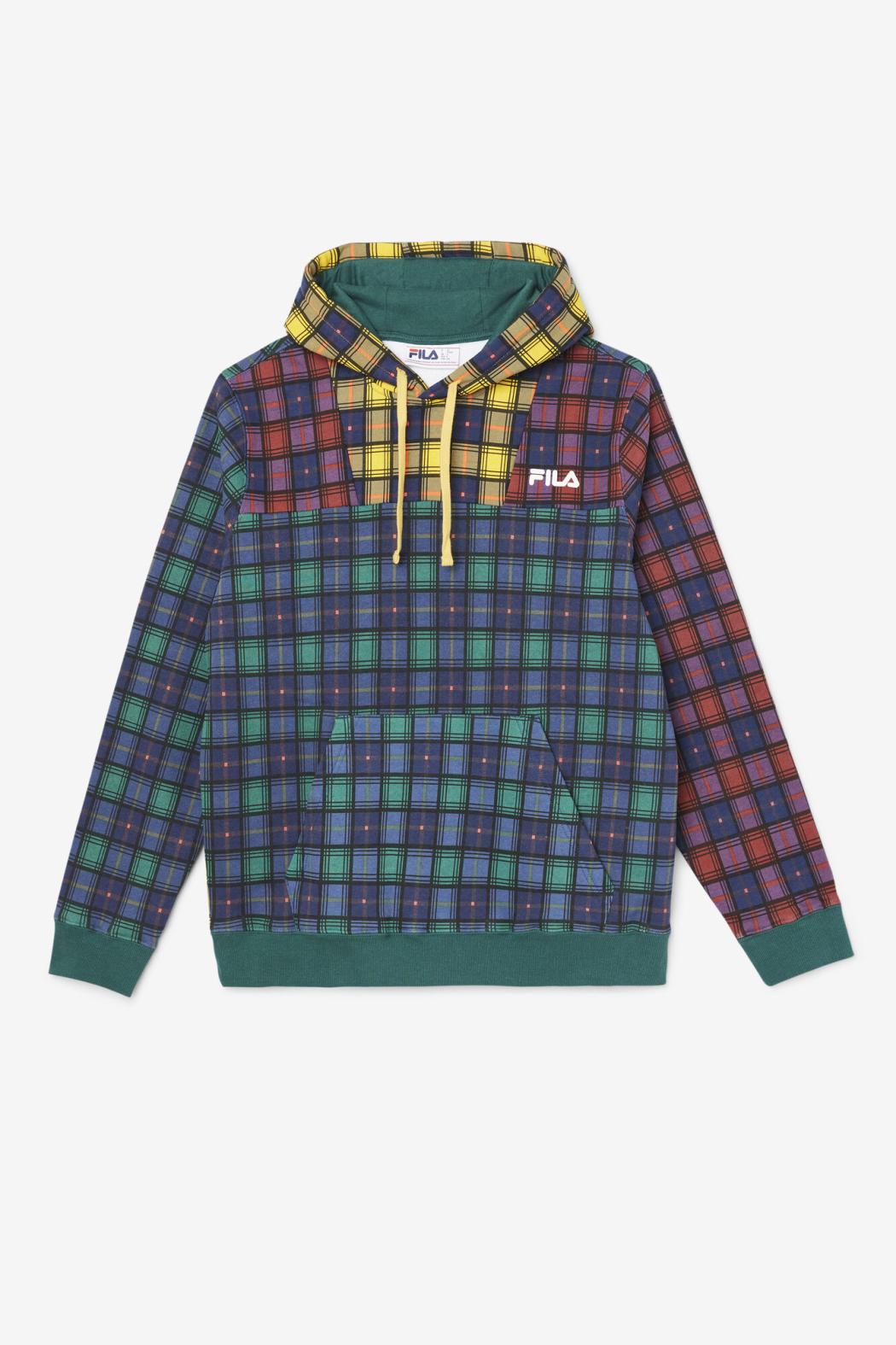FILA Dorm Plaid Hoodie 990 JUNE BUG / RHUBARB / FILA NAVY | Men Sweatshirts &amp; Hoodies