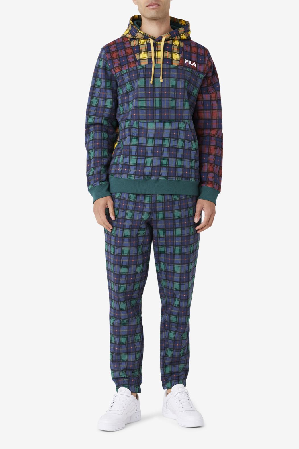FILA Dorm Plaid Hoodie 990 JUNE BUG / RHUBARB / FILA NAVY | Men Sweatshirts &amp; Hoodies