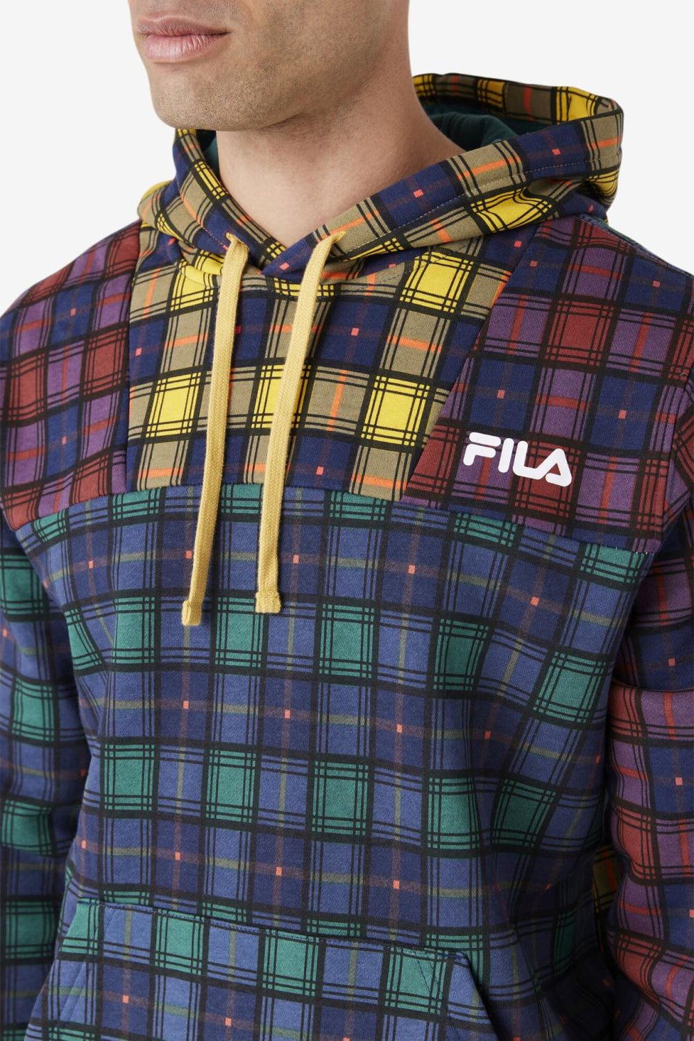 FILA Dorm Plaid Hoodie 990 JUNE BUG / RHUBARB / FILA NAVY | Men Sweatshirts &amp; Hoodies
