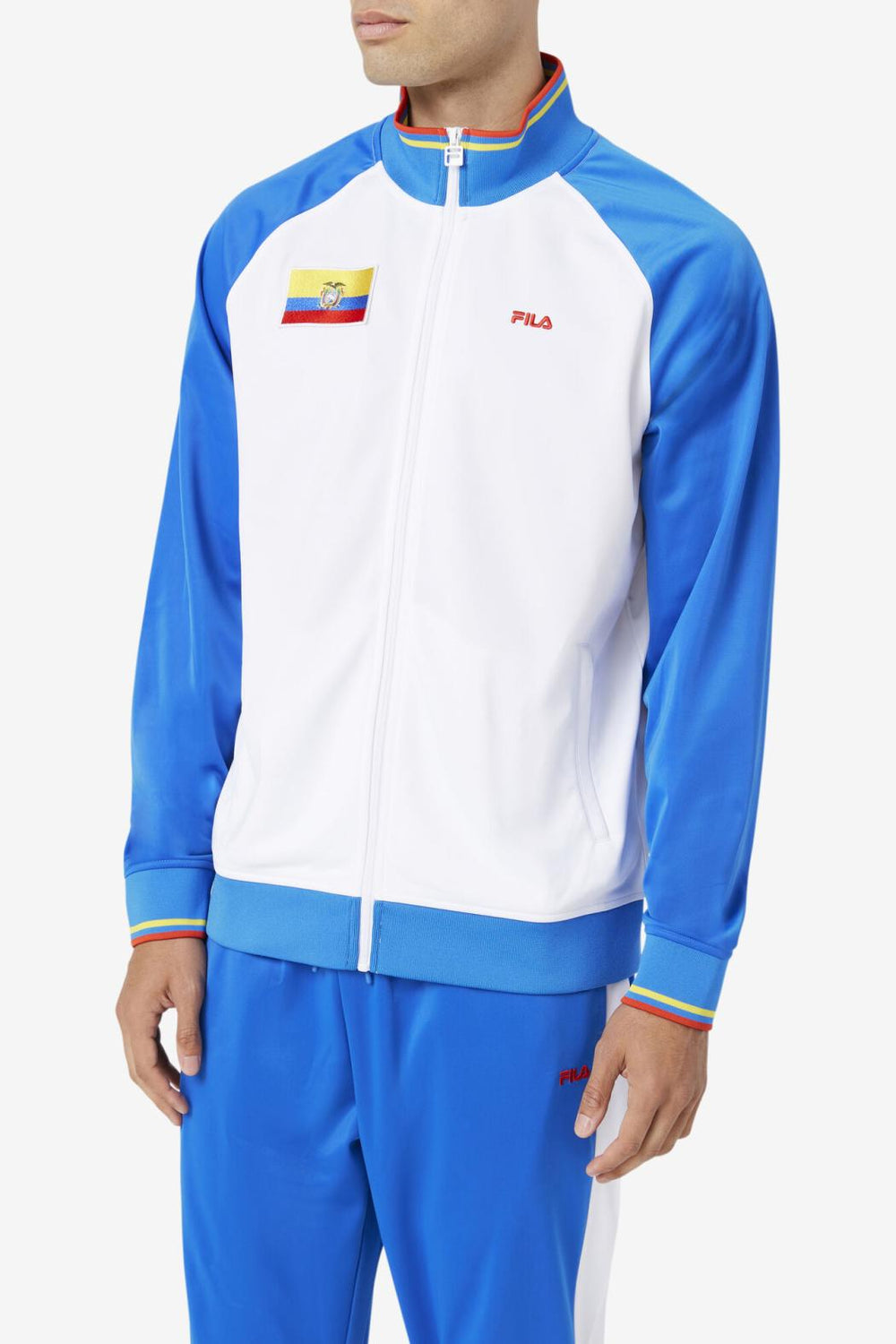 FILA Ecuador Track Jacket 100 WHITE / PRINCESS BLUE / FIERY RED / CYBER YELLOW | Men Sweatsuits &amp; Tracksuits