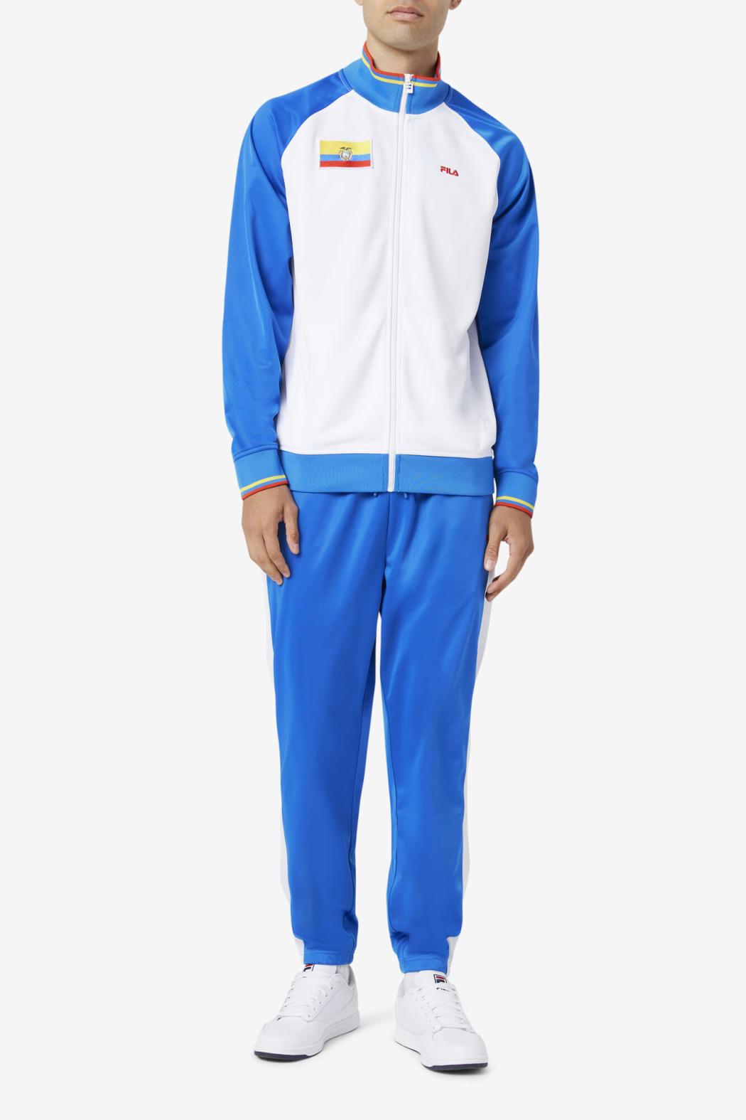 FILA Ecuador Track Jacket 100 WHITE / PRINCESS BLUE / FIERY RED / CYBER YELLOW | Men Sweatsuits &amp; Tracksuits