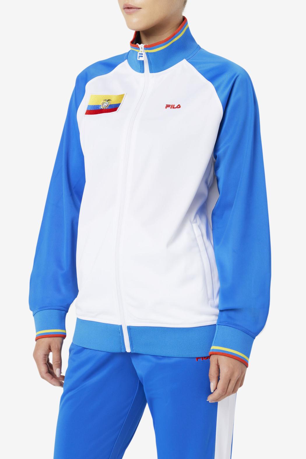 FILA Ecuador Track Jacket 100 WHITE / PRINCESS BLUE / FIERY RED / CYBER YELLOW | Men Sweatsuits &amp; Tracksuits