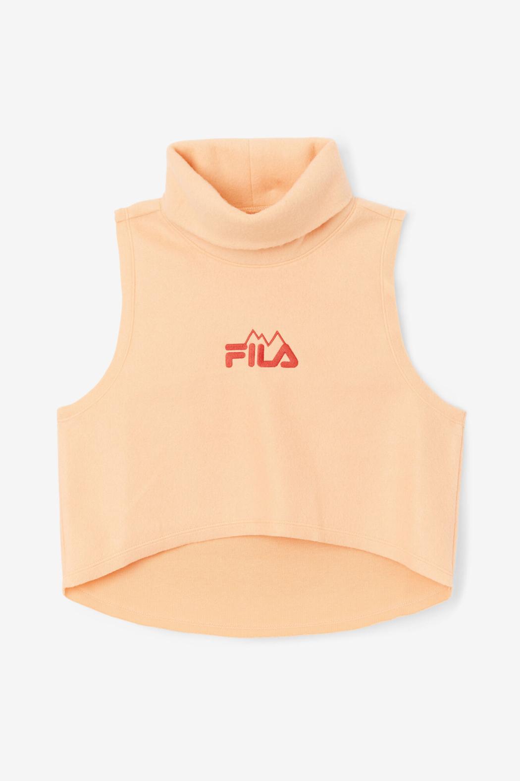FILA Eliana Cropped Neck Warmer 880 CADMIUM ORANGE / CAYENNE | Women Tops &amp; T-Shirts