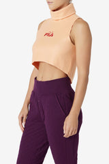 FILA Eliana Cropped Neck Warmer 880 CADMIUM ORANGE / CAYENNE | Women Tops &amp; T-Shirts