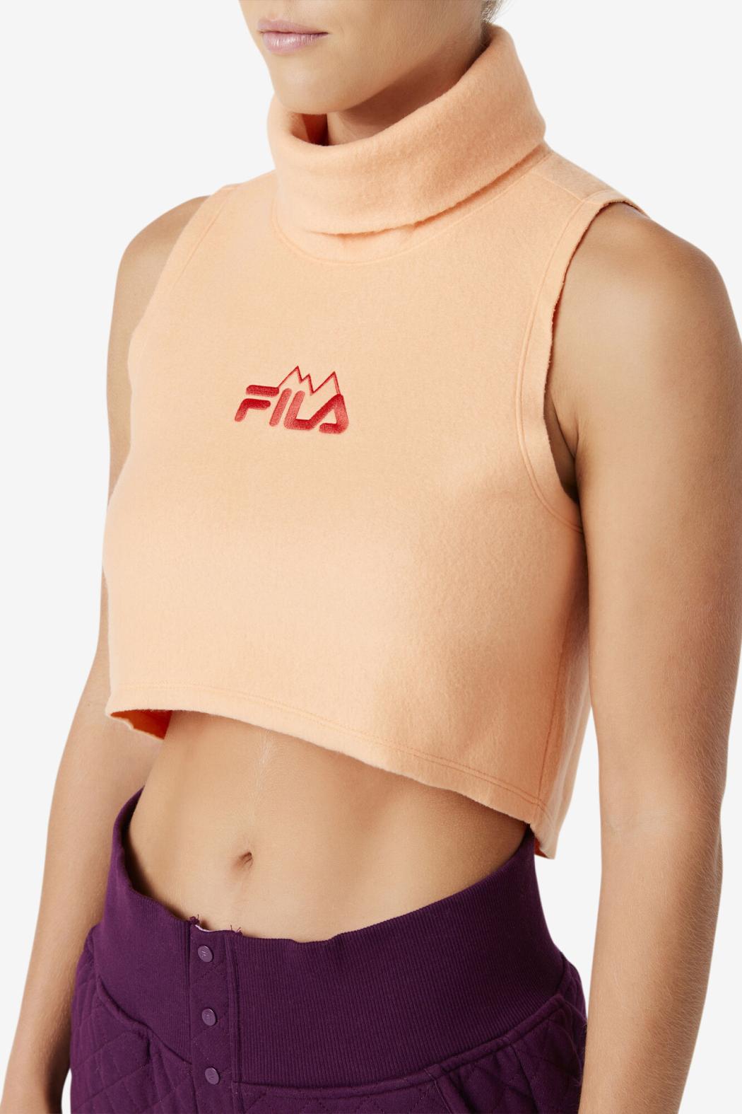 FILA Eliana Cropped Neck Warmer 880 CADMIUM ORANGE / CAYENNE | Women Tops &amp; T-Shirts
