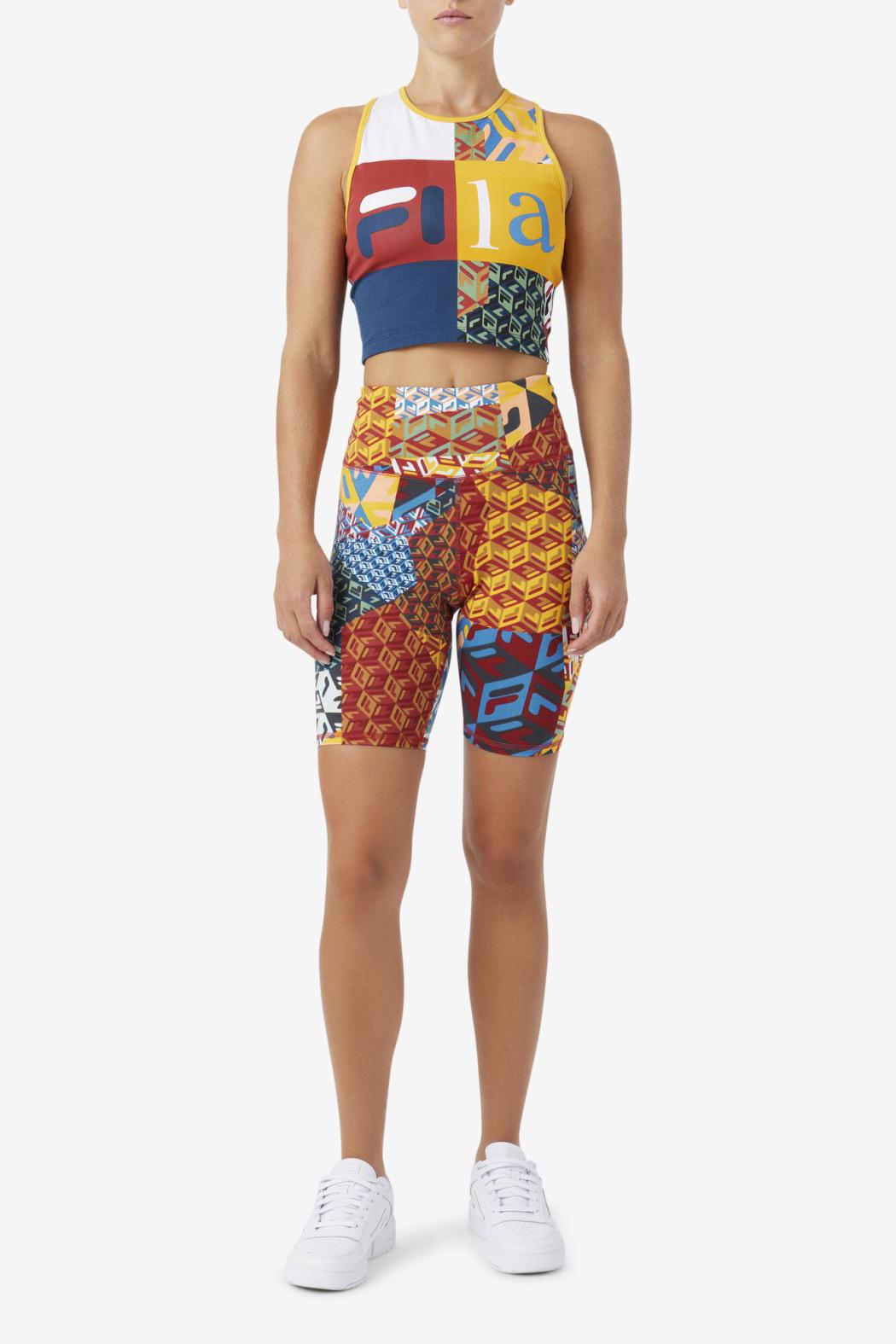 FILA Elowen Bike Short 933 MOONLIT OCEAN / RADIANT YELLOW / WHTE | Women Shorts &amp; Pants