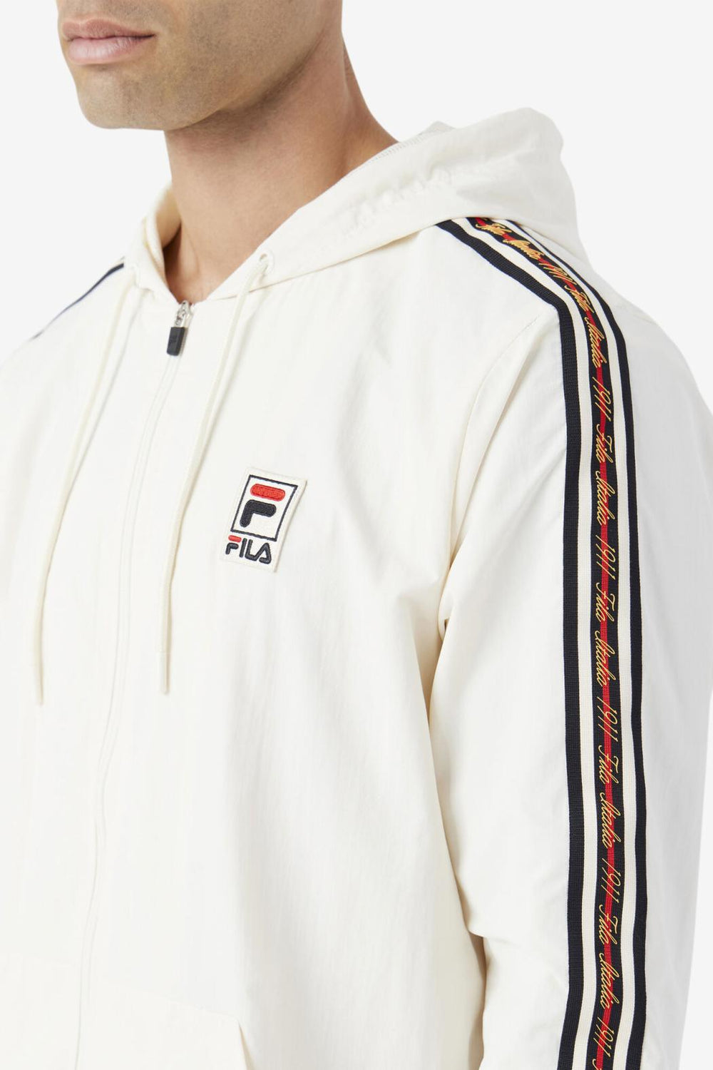 FILA Faras Wind Jacket 132 GARDENIA / BLACK / FILA RED | Men Sweaters &amp; Outerwear