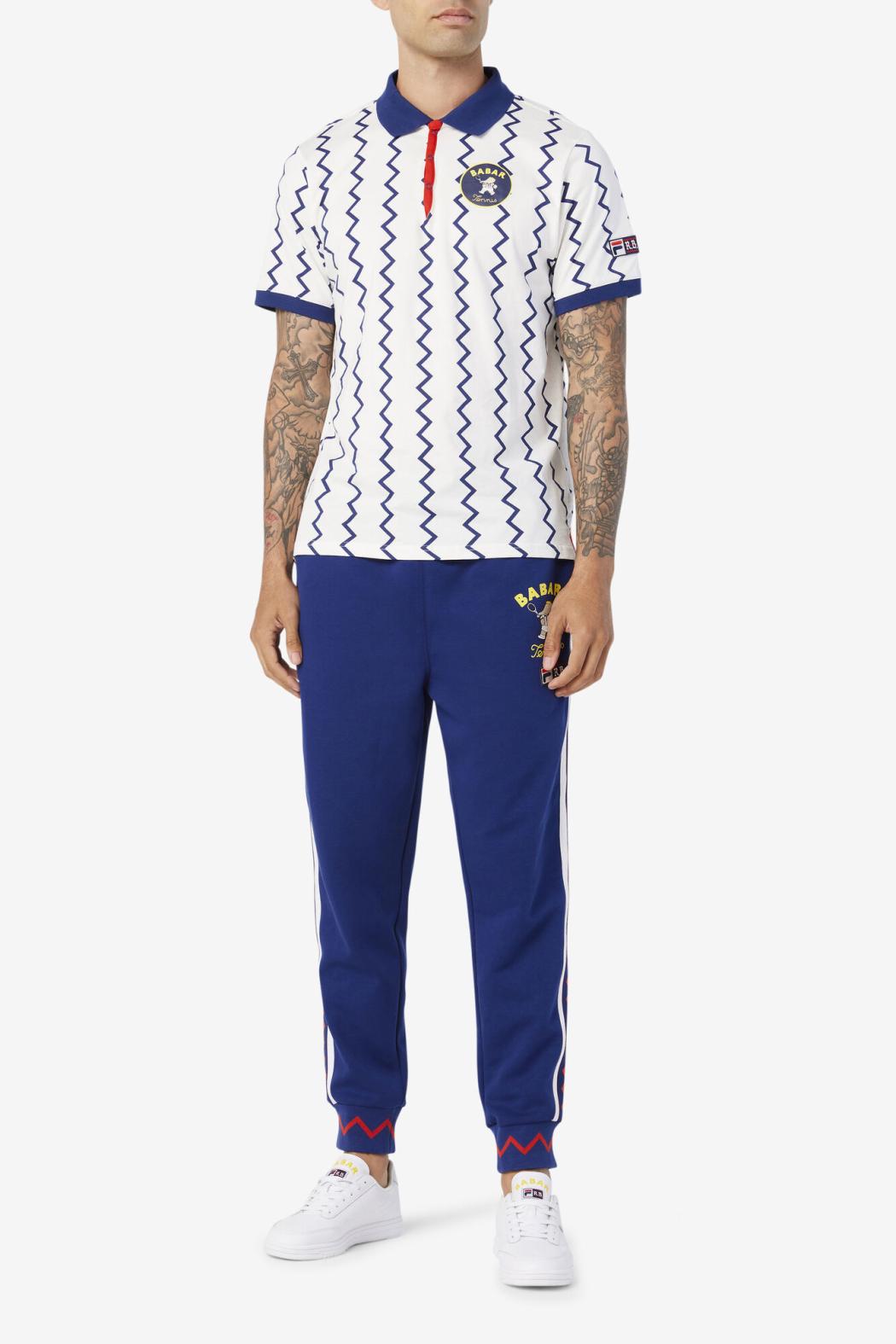 FILA FILA X RB Babar Guye Polo 103 SNOW WHITE / BEACON BLUE / FIREY RED | Men Polo &amp; Rugby Shirts